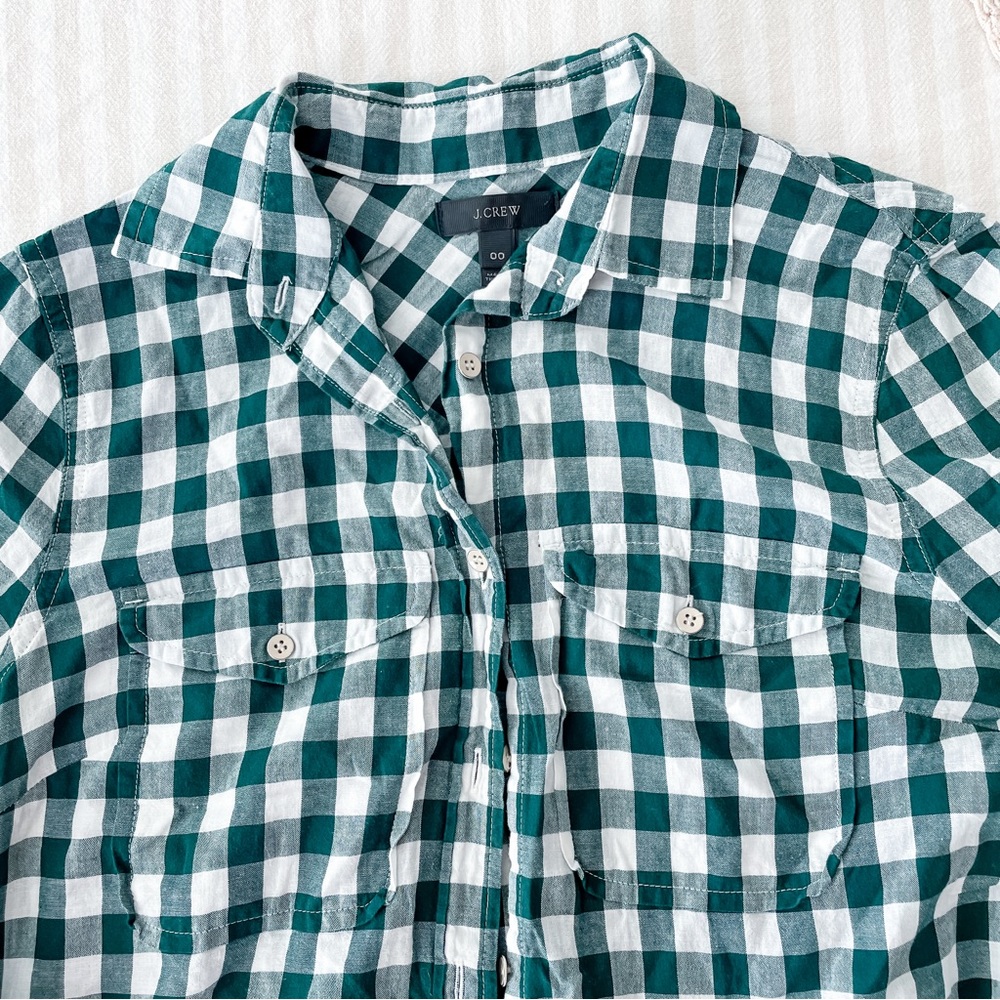 J. Crew Green Gingham Button Up - image 3